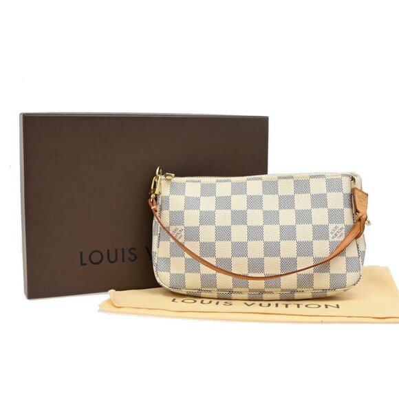 LOUIS VUITTON Pochette Accessoires Hand Bag Damier Azur White - Picture 1 of 16